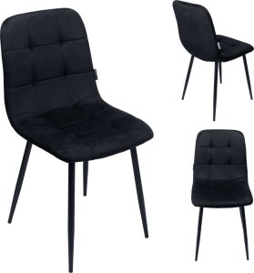 Bauerkraft Krzesło tapicerowane welurowe do salonu jadalni velvet loft czarny 12