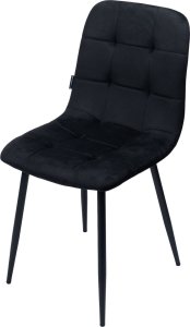 Bauerkraft Krzesło tapicerowane welurowe do salonu jadalni velvet loft czarny 3