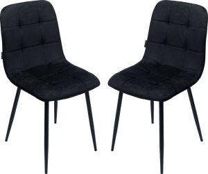 Bauerkraft Krzesło tapicerowane welurowe do salonu jadalni velvet loft czarny 5