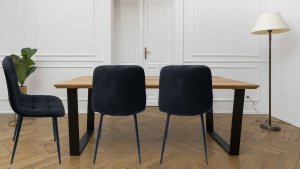 Bauerkraft Krzesło tapicerowane welurowe do salonu jadalni velvet loft czarny 9