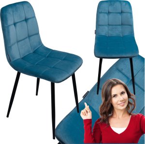 Krzesło tapicerowane welurowe do salonu jadalni velvet loft niebieski 1