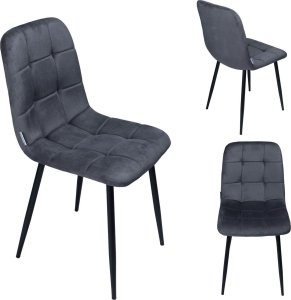 Krzesło tapicerowane welurowe do salonu jadalni velvet loft grafitowy 12