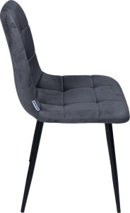 Krzesło tapicerowane welurowe do salonu jadalni velvet loft grafitowy 4
