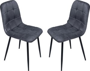 Krzesło tapicerowane welurowe do salonu jadalni velvet loft grafitowy 8