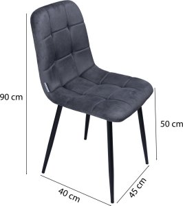 Krzesło tapicerowane welurowe do salonu jadalni velvet loft grafitowy 10