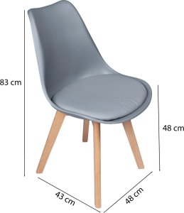 Bauerkraft Nowoczesne krzesło z poduszką w stylu skandynawskim do salonu jadalni kuchni szare 9