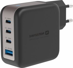 Ładowarka Swissten Travel Charger GaN 3x USB-C PD 100W / USB-A 18W QC 2