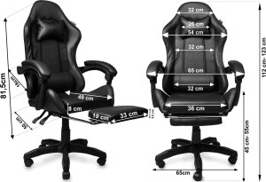 Fotel Bauerkraft Fotel gamingowy krzesło obrotowe z podnóżkiem czarny 11