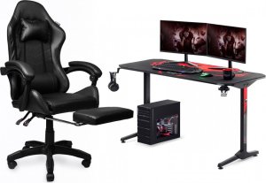 Fotel Bauerkraft Fotel gamingowy krzesło obrotowe z podnóżkiem czarny 2