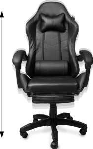 Fotel Bauerkraft Fotel gamingowy krzesło obrotowe z podnóżkiem czarny 5