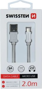 Kabel USB Swissten microUSB - microUSB 2 m Różowy (8595217455559) 12