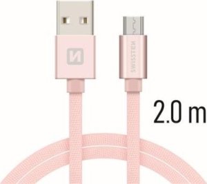Kabel USB Swissten microUSB - microUSB 2 m Różowy (8595217455559) 15
