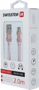Kabel USB Swissten microUSB - microUSB 2 m Różowy (8595217455559) 2