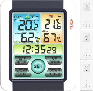 Bezprzewodowa stacja pogodowa termometr higrometr zegar alarm 5