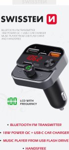 Transmiter FM Swissten FM Transmitter 2xUSB-A / USB-C / 30W 2
