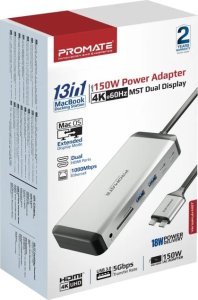PROMATE VersaHub-MST 13-in-1 Dual USB-C Multimedia Hub / Dual 4K HDMI / USB3.0 / 150W 2