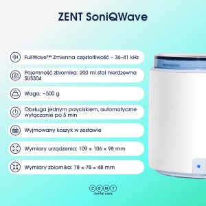 ZENT Myjka Ultradźwiękowa ZENT do nakładek protez invisalign aparatów biżuterii 0.22L 12