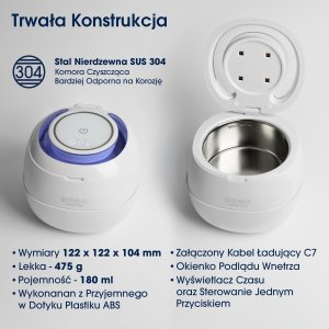 ZENT Zestaw higieniczny: myjka ultradźwiękowa + żel do protez 4