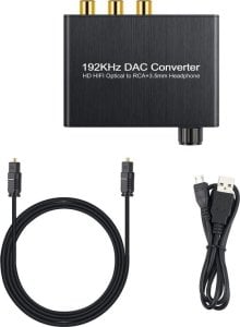 RoGer DAC 192kHz 24bit S/PDIF to RCA Converter with headphone jack 3,5mm / Optical / Coaxial 1