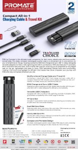 Kabel USB Promate USB-C - microUSB 0.3 m Czarny (6959144066486) 2