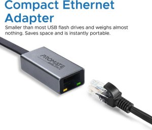 Adapter USB Promate USB-C - RJ-45 Srebrny  (6959144043579) 2