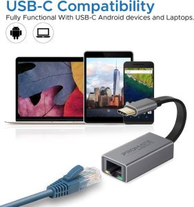 Adapter USB Promate USB-C - RJ-45 Srebrny  (6959144043579) 3
