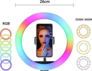 Wooco MJ26 Universal Tripod Stand for Selfie with RGB LED Lamp 26cm 2