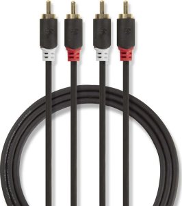 Kabel Nedis Audio Cable 2x RCA -> 2 x RCA 2m Black 3