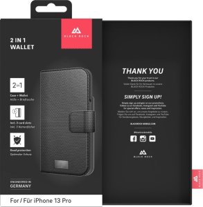 Black Rock 2 in 1 Wallet Detachable Back Case Apple iPhone 13 Pro 3