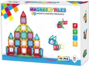 EDUKACYJNE KLOCKI MAGNETYCZNE KONSTRUKCYJNE ZESTAW 45 EL. + naklejki EMOTKI 5