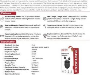 PROMATE Charisma 2 TWS Bluetooth Stereo Headset 4