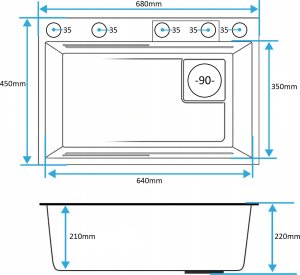 Zlewozmywak KUCHENNY JEDNOKOMOROWY z WODOSPADEM WIELOFUNKCYJNY + BATERIA TG-KS-68-S 11