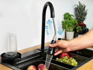 Zlewozmywak KUCHENNY JEDNOKOMOROWY z WODOSPADEM WIELOFUNKCYJNY + BATERIA TG-KS-68-S 2