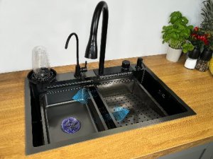 Zlewozmywak KUCHENNY JEDNOKOMOROWY z WODOSPADEM WIELOFUNKCYJNY + BATERIA TG-KS-68-W 6