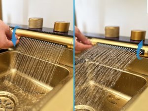 Zlewozmywak KUCHENNY JEDNOKOMOROWY z WODOSPADEM WIELOFUNKCYJNY + BATERIA TG-KS-LED-B-75-G 4