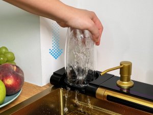 Zlewozmywak KUCHENNY JEDNOKOMOROWY z WODOSPADEM WIELOFUNKCYJNY + BATERIA TG-KS-LED-B-75-G 5