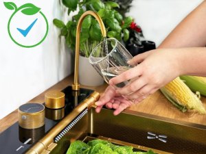 Zlewozmywak KUCHENNY JEDNOKOMOROWY z WODOSPADEM WIELOFUNKCYJNY + BATERIA TG-KS-LED-B-75-G 8