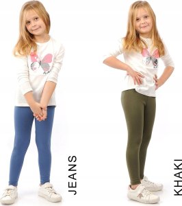 Elastyczne Legginsy Bawełniane Klasyczne Getry Polskie Beżowe 122 7