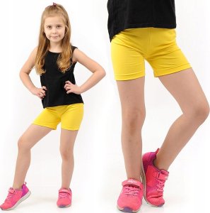 Krótkie spodenki Legginsy 1/2 Kolarki Dziecięce Getry Szorty Żółte 128 1