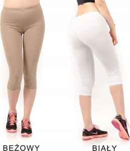 Legginsy damskie 3/4 krótkie Polskie bawełniane Getry Beżowe M 4