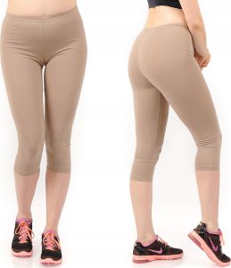 Legginsy damskie 3/4 krótkie Polskie bawełniane Getry Beżowe XXL 1