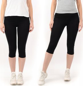 Legginsy damskie 3/4 krótkie Polskie bawełniane Getry Czarne S 3