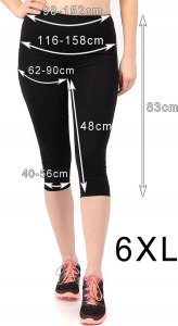 Legginsy damskie 3/4 krótkie Polskie bawełniane Getry Czerwone 4XL 15