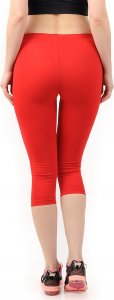 Legginsy damskie 3/4 krótkie Polskie bawełniane Getry Czerwone L 4