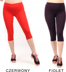 Legginsy damskie 3/4 krótkie Polskie bawełniane Getry Czerwone XXL 7