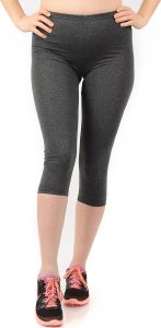 Legginsy damskie 3/4 krótkie Polskie bawełniane Getry Grafitowe L 2