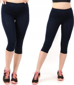 Legginsy damskie 3/4 krótkie Polskie bawełniane Getry Granatowe XL 1