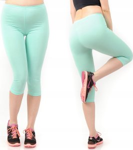 Legginsy damskie 3/4 krótkie Polskie bawełniane Getry Miętowe XL 1