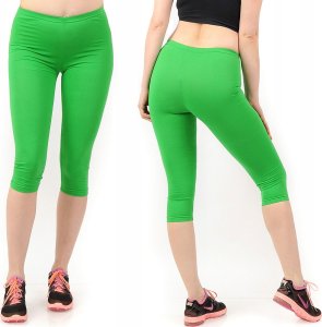 Legginsy damskie 3/4 krótkie Polskie bawełniane Getry Zielone XL 1