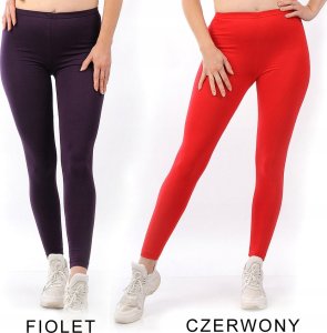 Legginsy damskie długie Polskie Getry Bawełniane Czerwone M 7